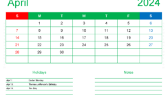 Free Printable Calendars 2024 April A4409
