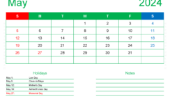 Free Printable Calendars 2024 May M5409