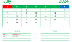 Free Printable Calendars 2024 July J7409