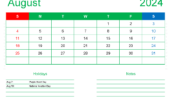 Free Printable Calendars 2024 August A8409