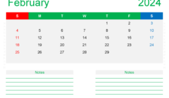 Editable Calendar Template February 2024 F2212
