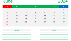 Editable Calendar Template June 2024 J6212
