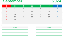Editable Calendar Template September 2024 S9212