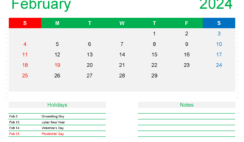 Blank February Calendar Template 2024 F2412