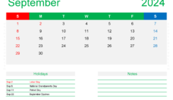 Blank September Calendar Template 2024 S9412