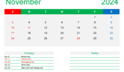 Blank November Calendar Template 2024 N1412