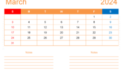 Free Printable Calendar com March 2024 M3213