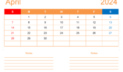 Free Printable Calendar com April 2024 A4213