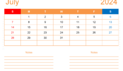 Free Printable Calendar com July 2024 J7213