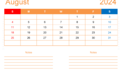 Free Printable Calendar com August 2024 A8213