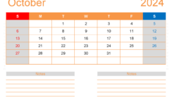 October 2024 Blank Calendar Template O1214