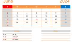 June 2024 Printable Calendar vertical J6414