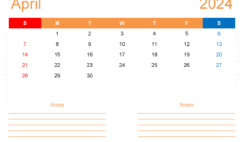 April 2024 Calendar Editable Free A4215