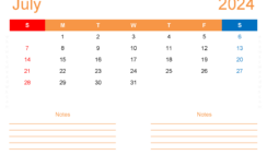 July 2024 Calendar Editable Free J7215