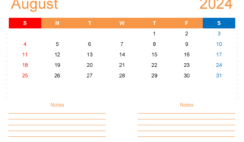 August 2024 Calendar Editable Free A8215