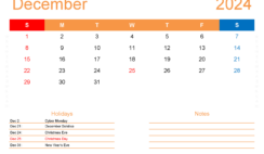 December 2024 vertical Calendar Printable D1415