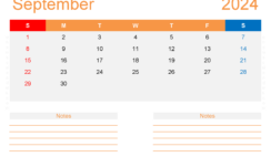 September 2024 Calendar with week numbers S9216