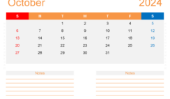 October 2024 Calendar with week numbers O1216