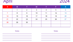 Blank Calendar Printable April 2024 A4217