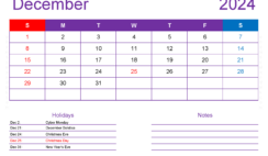 December 2024 Blank Calendar Pages D1417