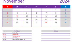 2024 November Blank Calendar Template N1418