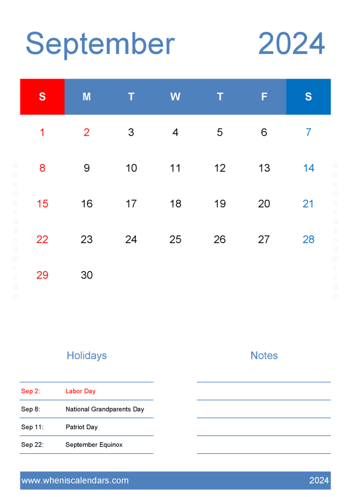 Download September 2024 Calendar editable Template A4 Vertical 94147