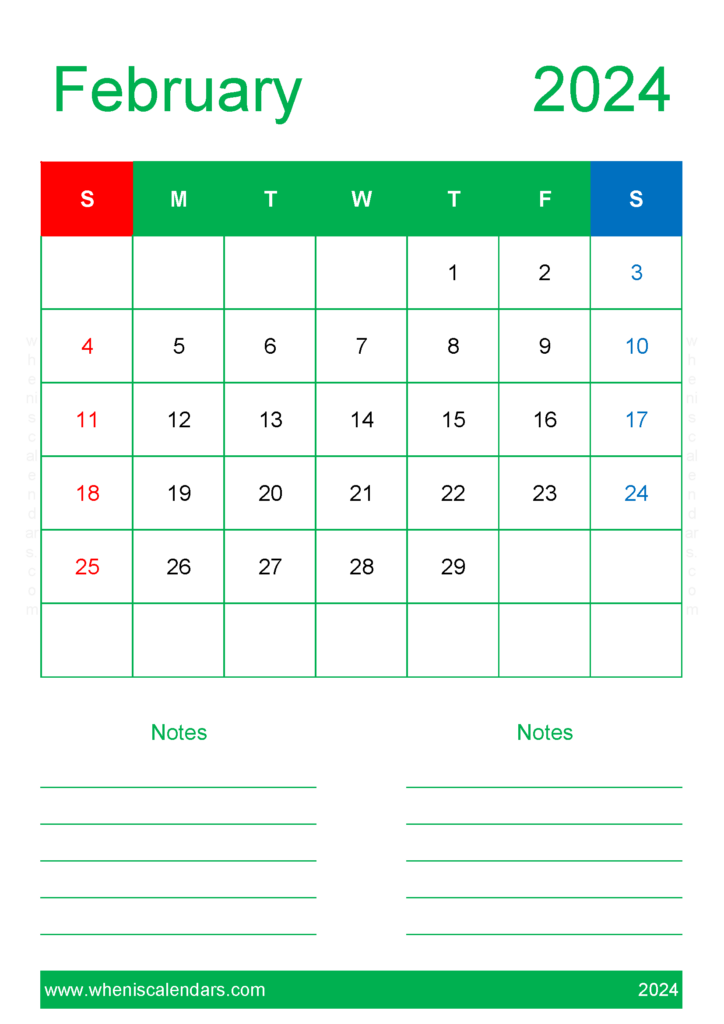Download February 2024 planner pdf A4 Vertical 24229