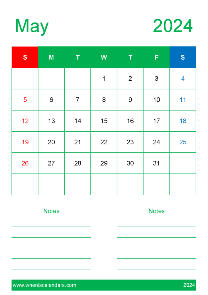 Download May 2024 planner pdf A4 Vertical 54229