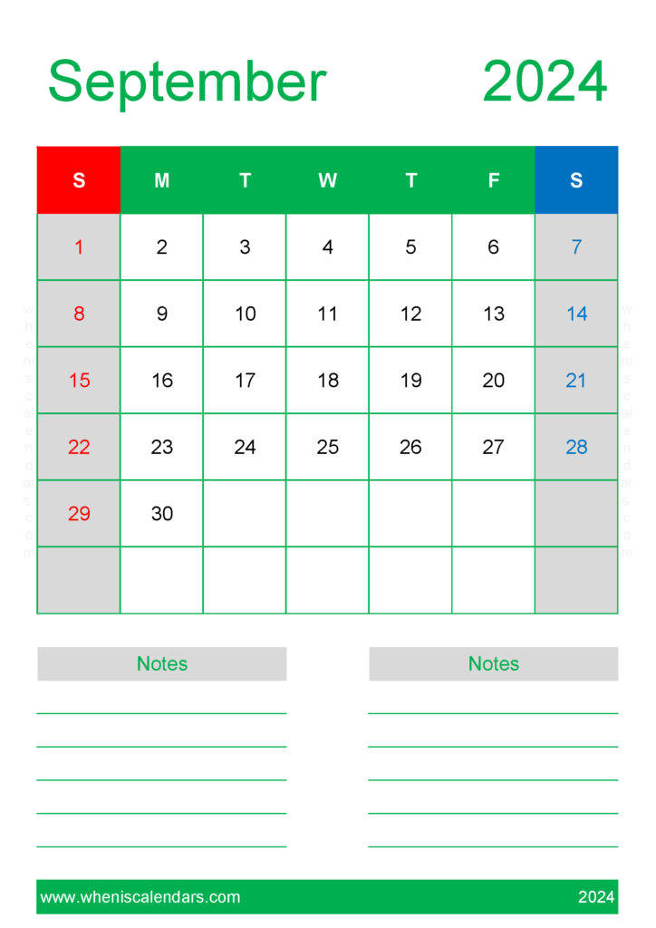 Download September 2024 Printable Calendars A4 Vertical 94230