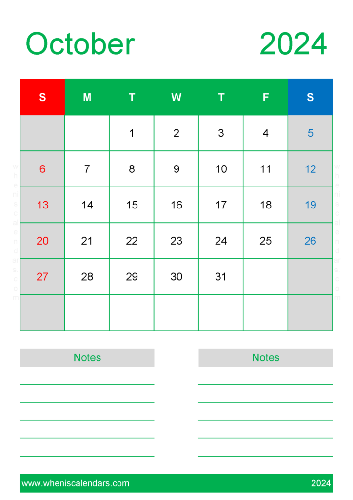 Download October 2024 Printable Calendars A4 Vertical 104230