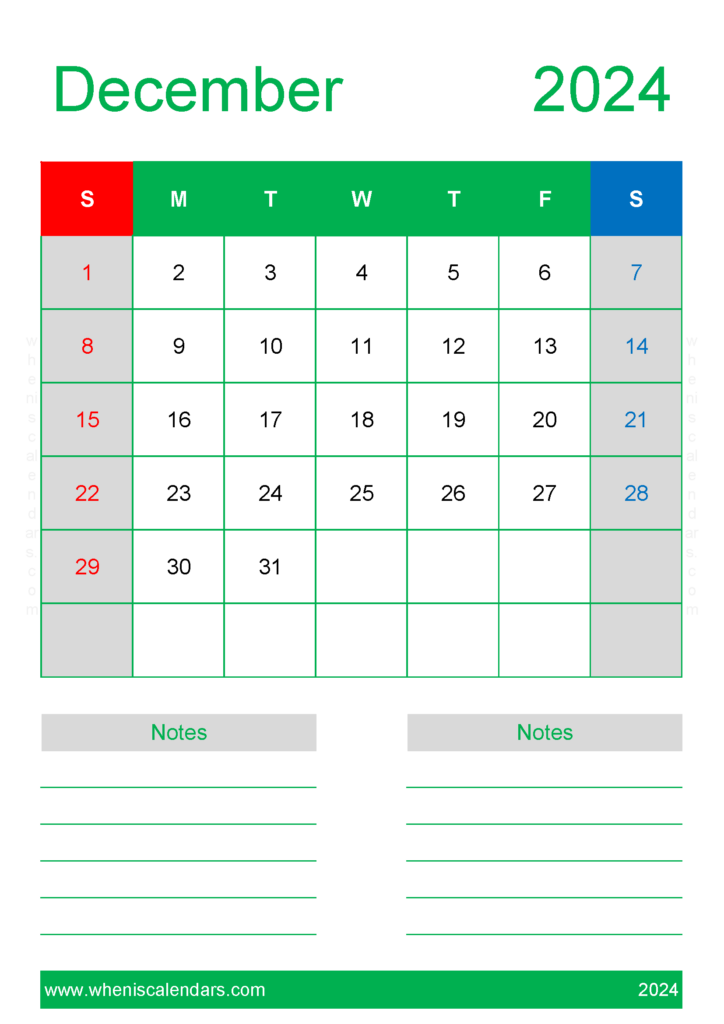 Download December 2024 Printable Calendars A4 Vertical 124230