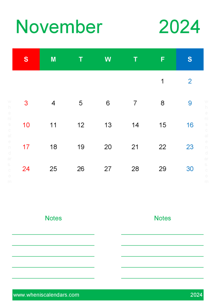 Download 2024 November Free Printable Calendar A4 Vertical 114231