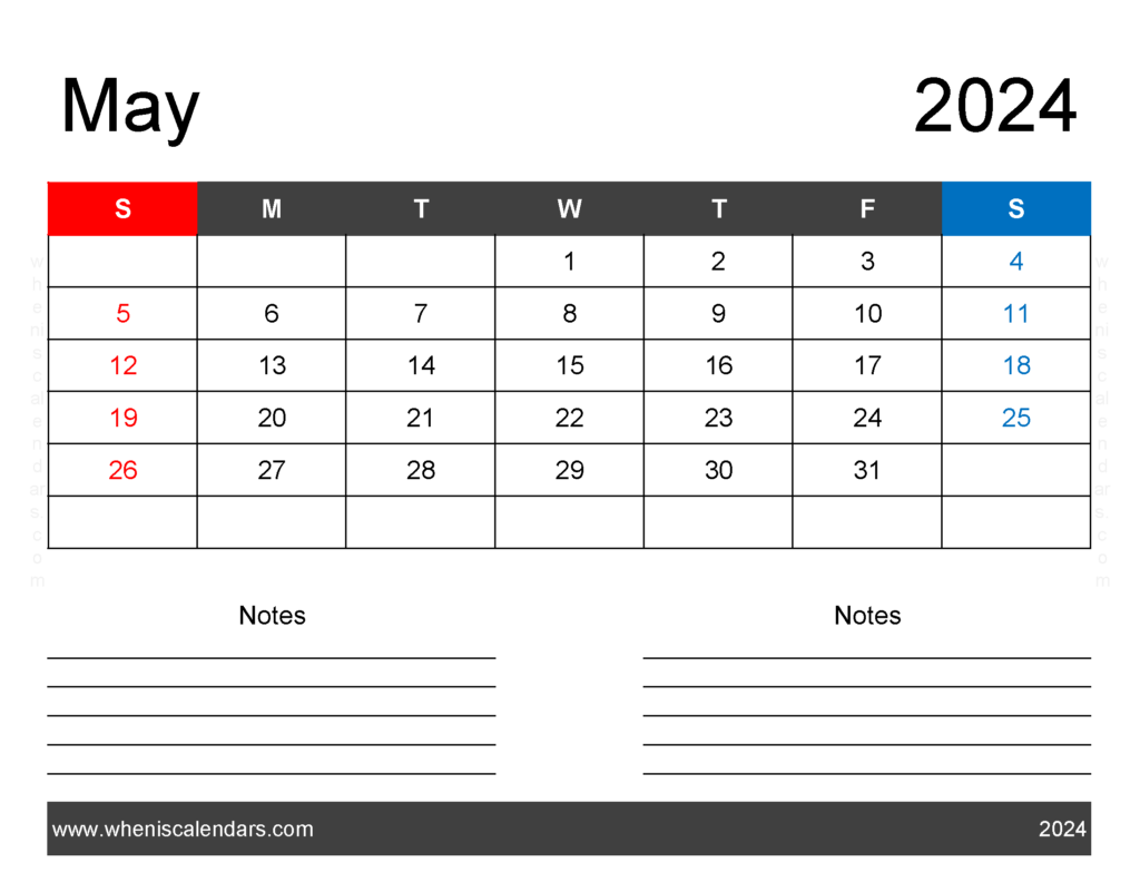 Download world Holidays in May 2024 Letter Horizontal 54241