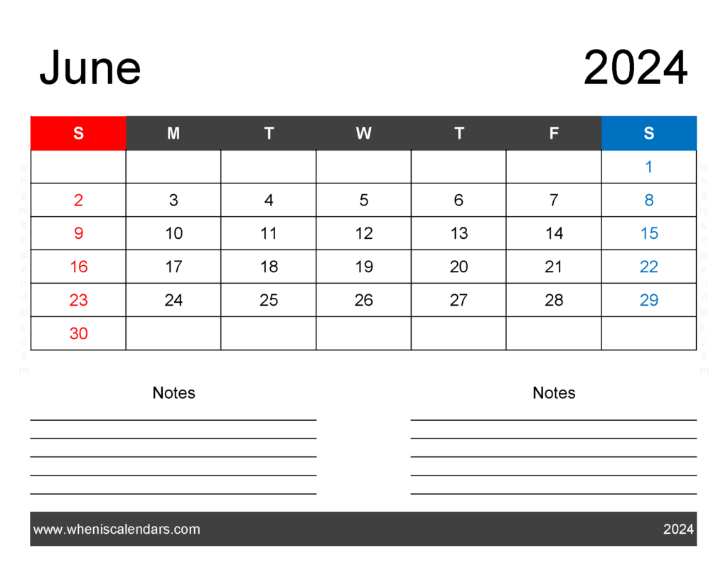 Download world Holidays in June 2024 Letter Horizontal 64241