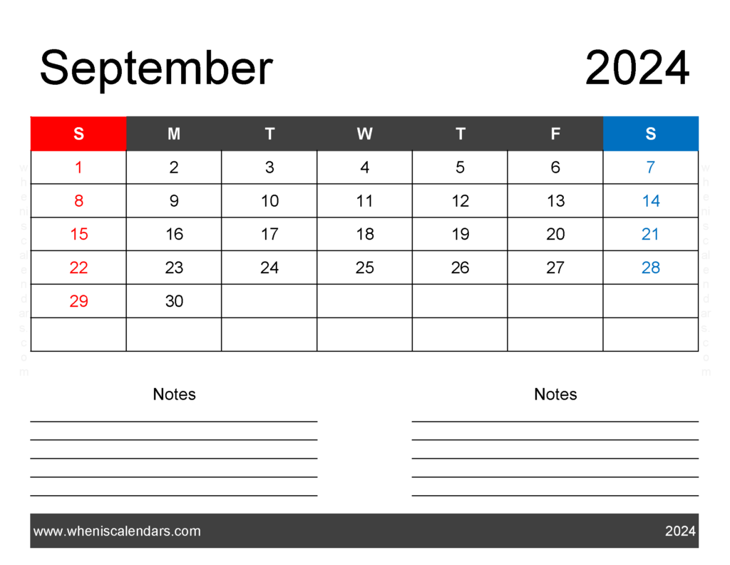 Download world Holidays in September 2024 Letter Horizontal 94241