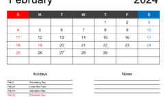 February 2024 Blank Calendar PDF F2161
