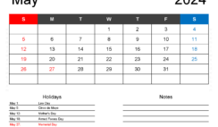 May 2024 Blank Calendar PDF M5161