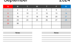 Printable September 2024 Monthly Calendar S9242