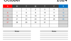 Printable October 2024 Monthly Calendar O1242