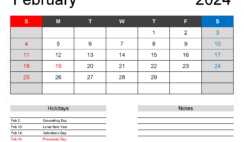 Blank Printable Calendar February 2024 F2162