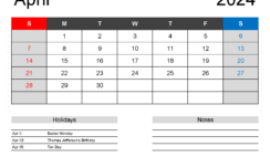 Blank Printable Calendar April 2024 A4162