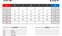Blank Printable Calendar June 2024 J6162