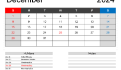 Blank Printable Calendar December 2024 D1162