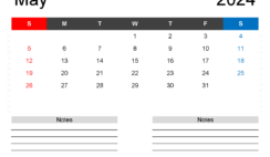 Printable Monthly Calendar for May 2024 M5243
