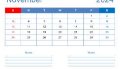 2024 November Blank Calendar N1245