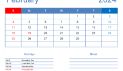 Print a Calendar com February 2024 F2165