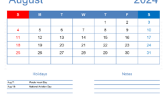 Print a Calendar com August 2024 A8165
