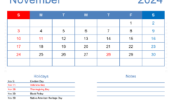 Print a Calendar com November 2024 N1165