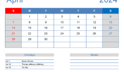 Free Calendar Printable April 2024 A4166