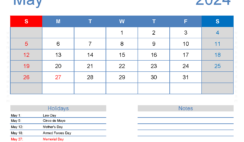 Free Calendar Printable May 2024 M5166